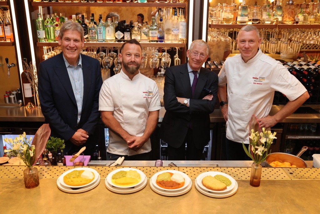 1.Ian Stone, Director Wiltshire Farm Foods, Jethro Lawrence, Chef Wiltshire Farm Foods, Nick Hewer, RCSLT President, Phil Rimmer, Chef Wiltshire Farm Foods 